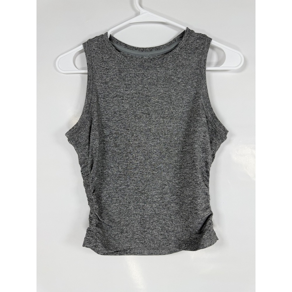 Lululemon License to Train Tank Top Women Size 6 Heathered Gray Ruched Side Crop